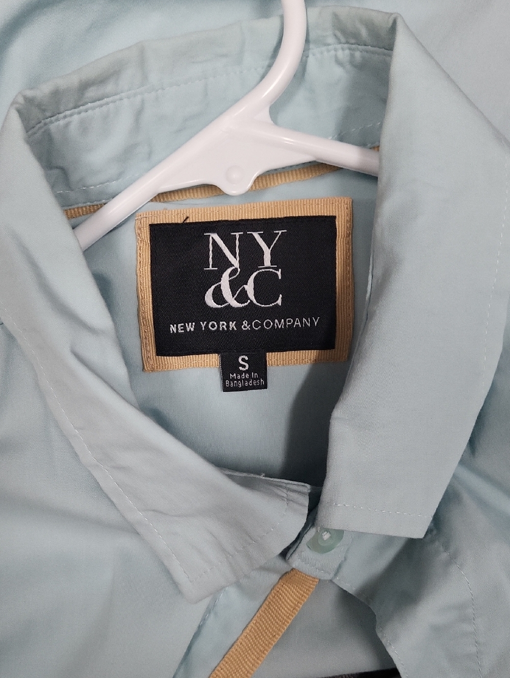New York & Company Mint Green Collared Button-Front Shirt